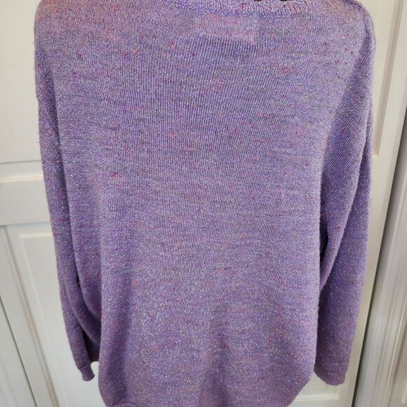 Purple/Silver Fine Gauge Sweater Pointelle Alfred Dunner 3X Glam Coquette Fairy - Picture 2 of 6